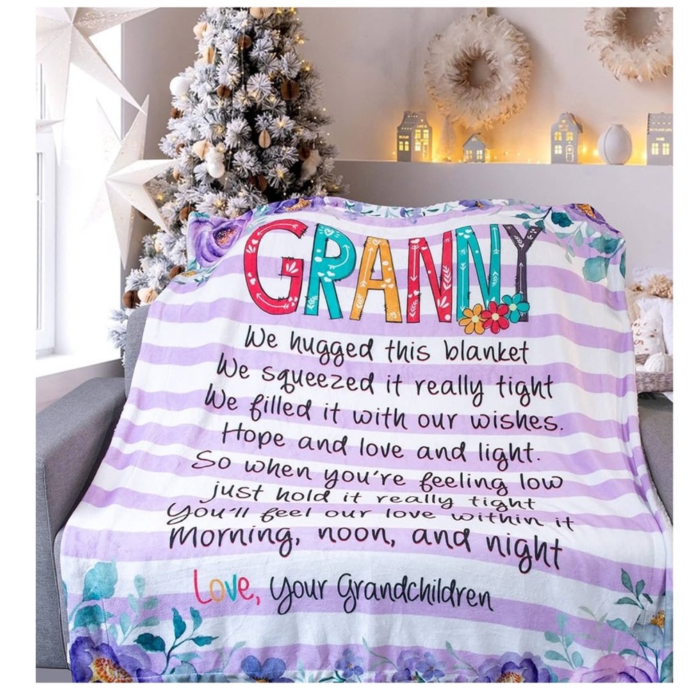 NAZENTI Luxury Super Soft Sherpa Fleece Blanket 50x60 Grandma GRANNY 50x60